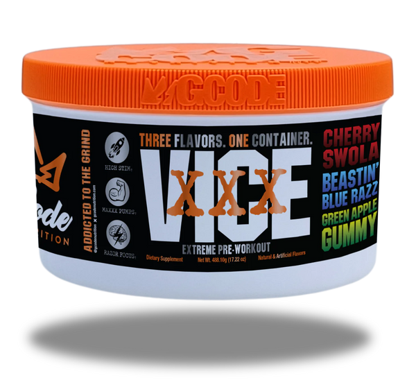 G Code Nutrition Vice XXX Tri chamber pre-workout 3 flavors in one container