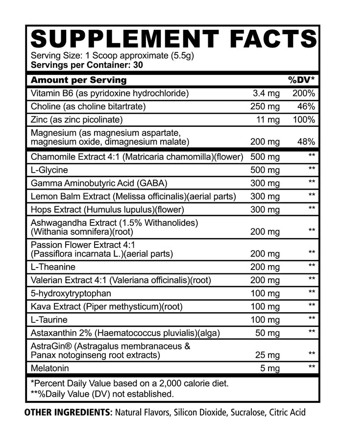Panda Supplements Sleepy 2.0 Sleep aid formula supplement facts