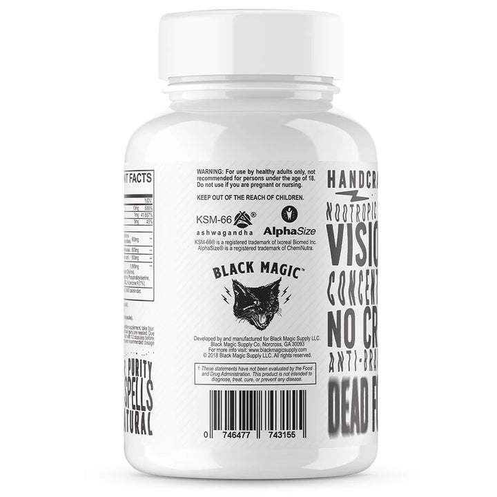 Black Magic Supply Brain Waves Nootropic Supplement Warnings Label