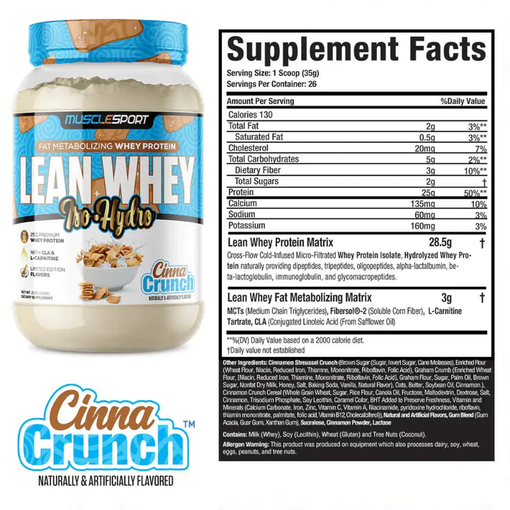 musclesport lean whey cinnacrunch protein