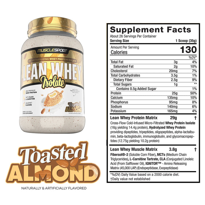 musclesport lean whey toasted almond protein