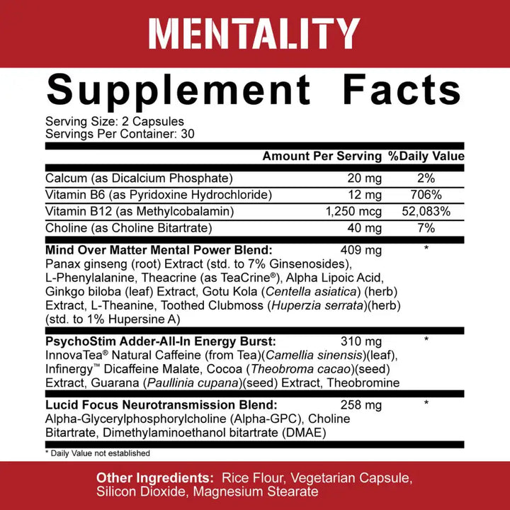 5 percent Mentality nootropic supplement facts