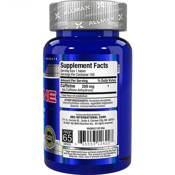 Allmax Nutrition Caffeine Pills 200mg Supplement Facts