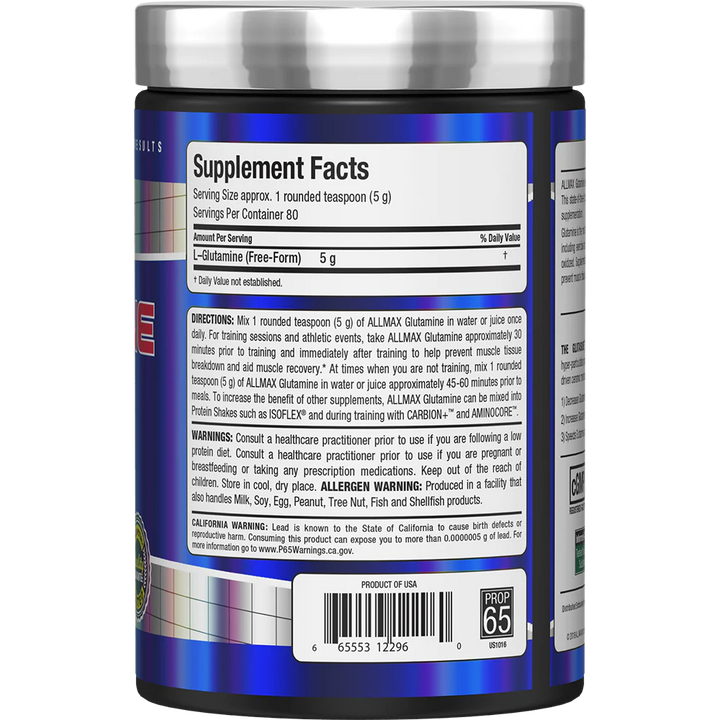 Allmax Essentials L-Glutamine Powder Supplement Facts