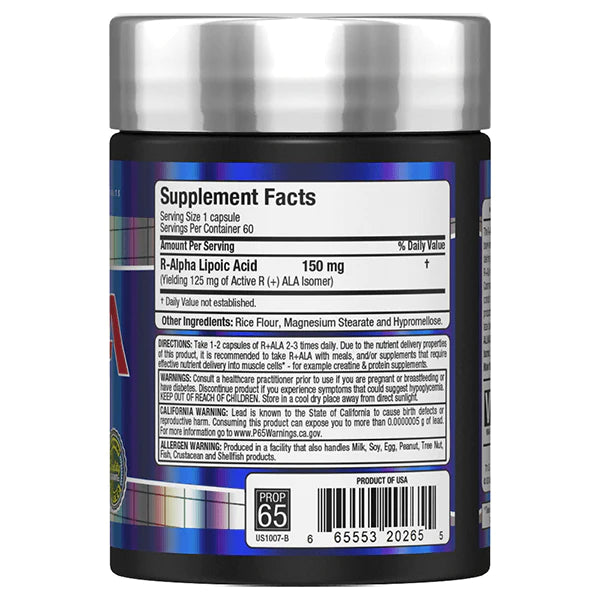 Allmax R+ALA Antioxidant Supplement Facts