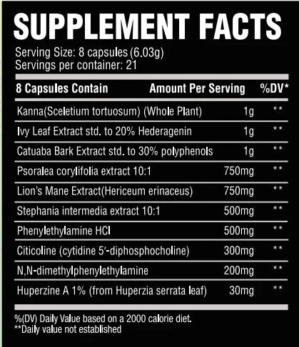 Chemix Nootropic Caffiene Free Focus Supplement Facts