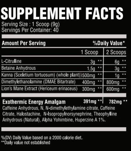 Chemix Pre-workout Supplement Facts