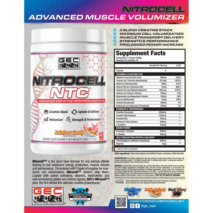 GEC Nutrition Nitrocell NTC Supplement Facts