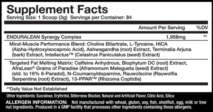 InnovaPharm enduralean supplement facts label
