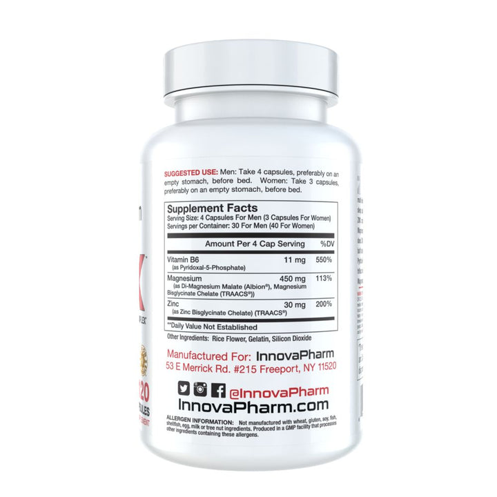 Innovapharm ZMX supplement facts label