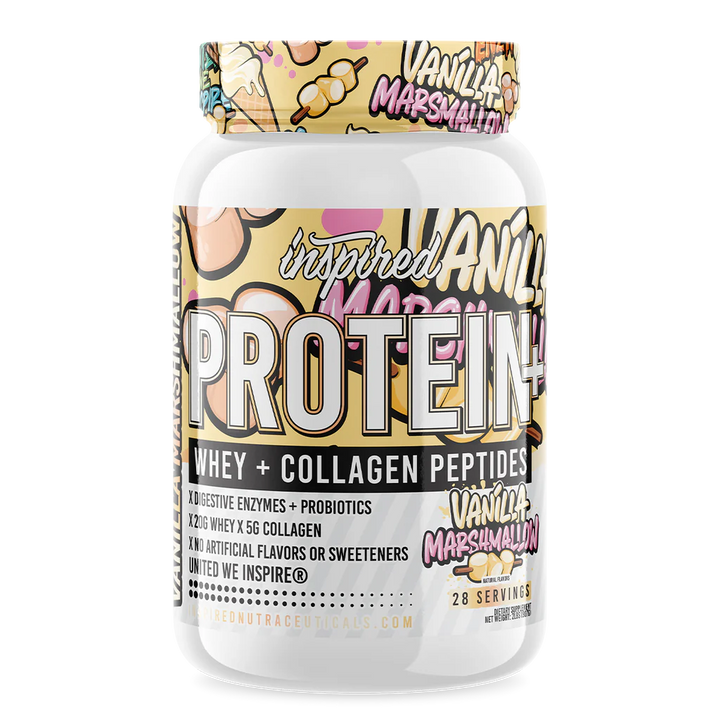 Inspired Nutraceuticals Protein+ collagen & prebiotics vanilla marshmallow