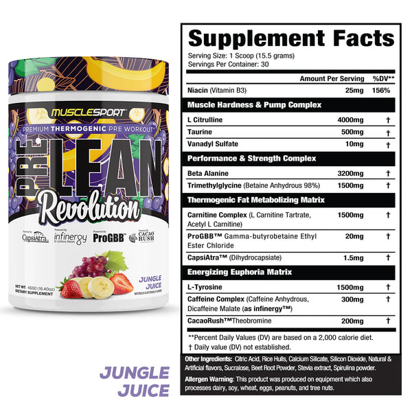 musclesport prelean revolution jungle juice supplement facts