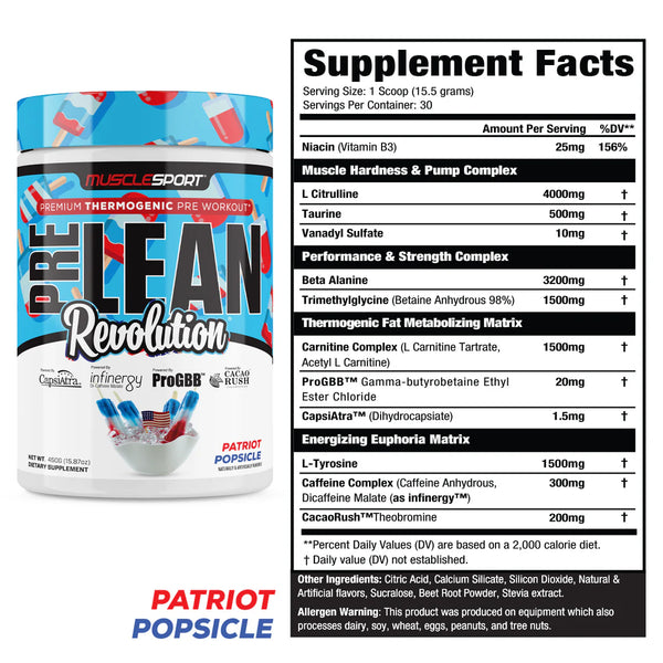 musclesport pre lean revolution patriot pop supplemnt facts