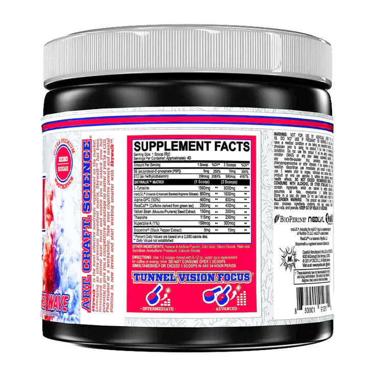Myoblox Skywalk red wave supplement facts back view on container