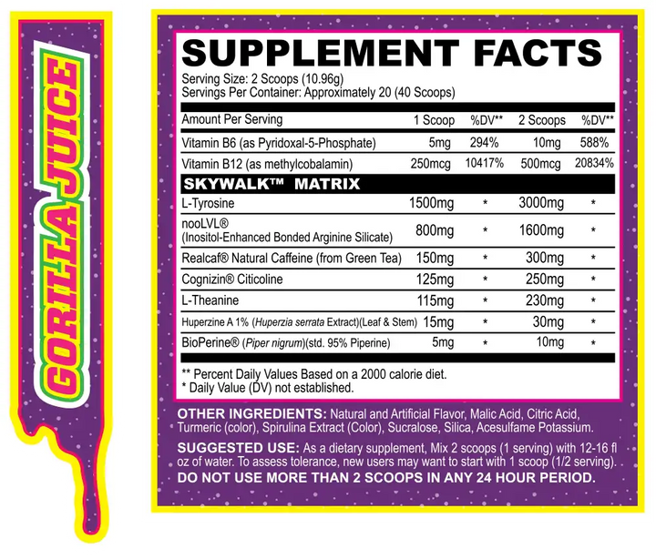 Myoblox Skywalk nootropic gorilla juice supplement-facts