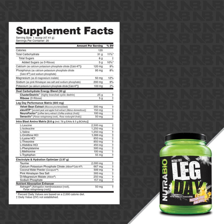 Nutrabio Leg Day Supplement Facts