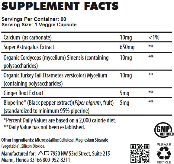 Project AD astragalus Suppement facts