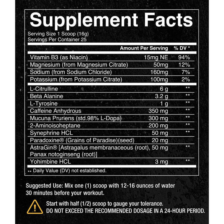 Condemned Labz Convict pre-workout supplement facts