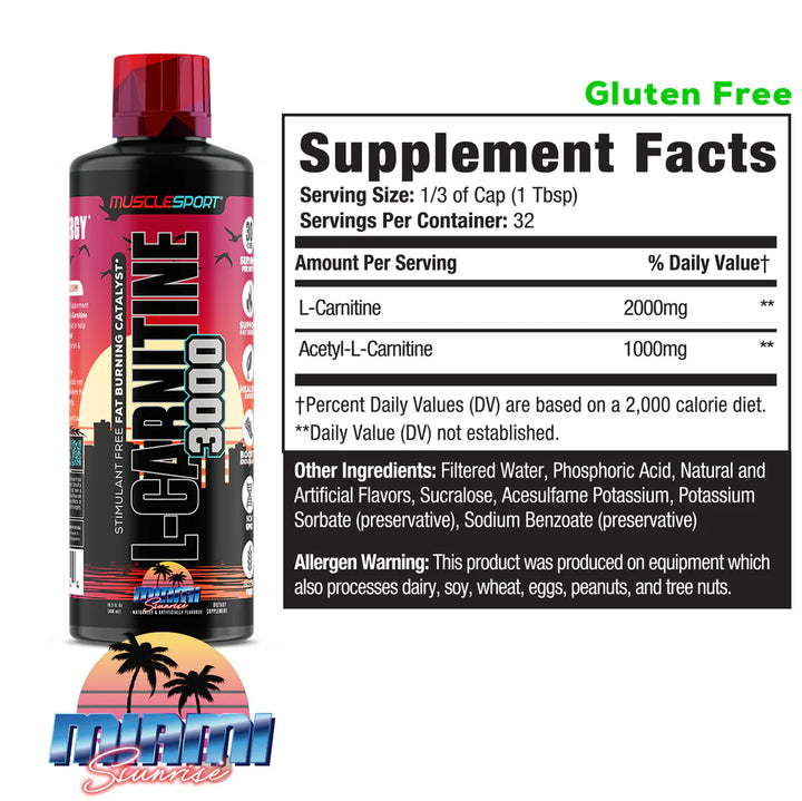 musclesport l carnitine 3000 supplement facts panel