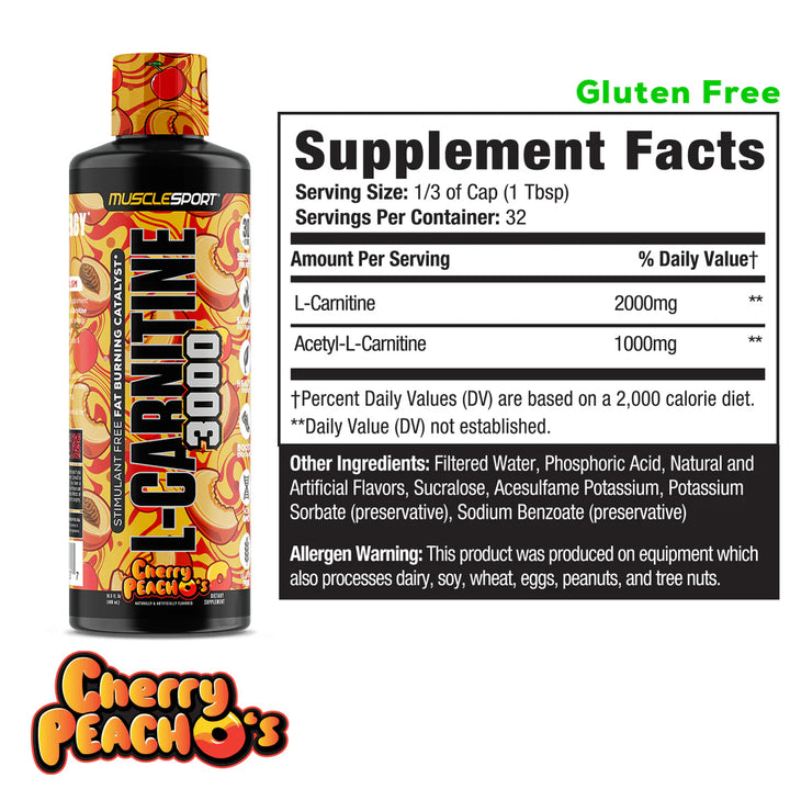 musclesport l carnitine 3000 supplement facts panel