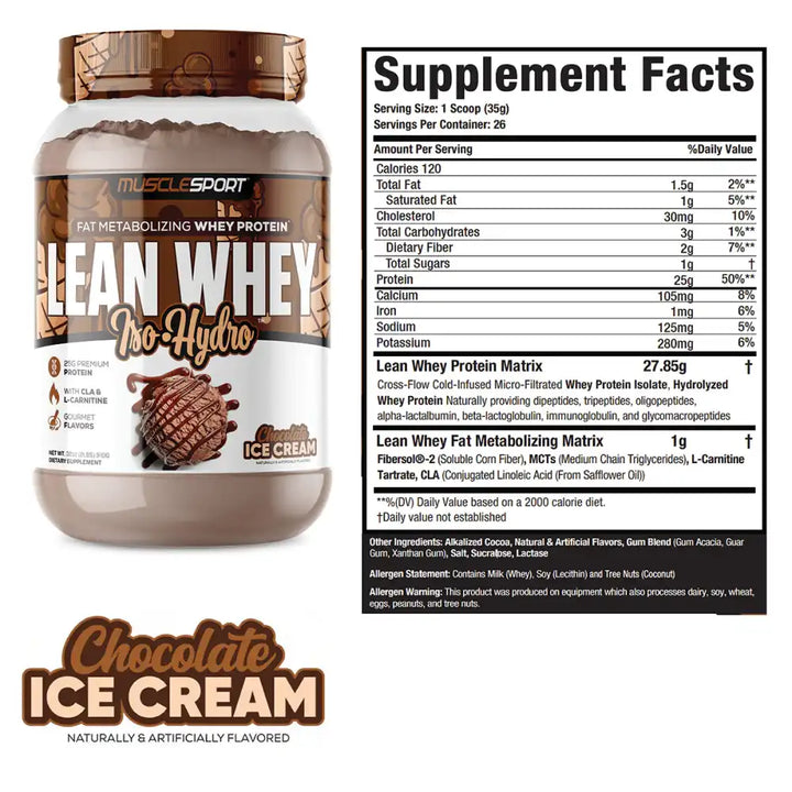 musclesport lean whey chocolate ice cream protien