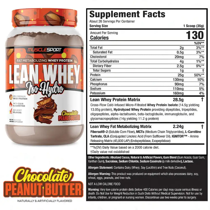 musclesport lean whey chocolate peanut utter protein
