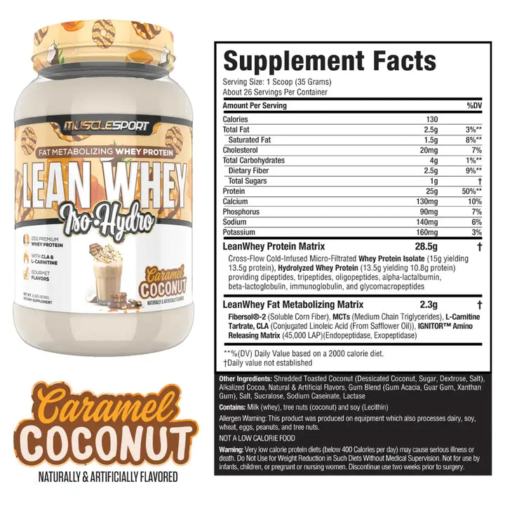 musclesport lean whey  caramel coconut protein