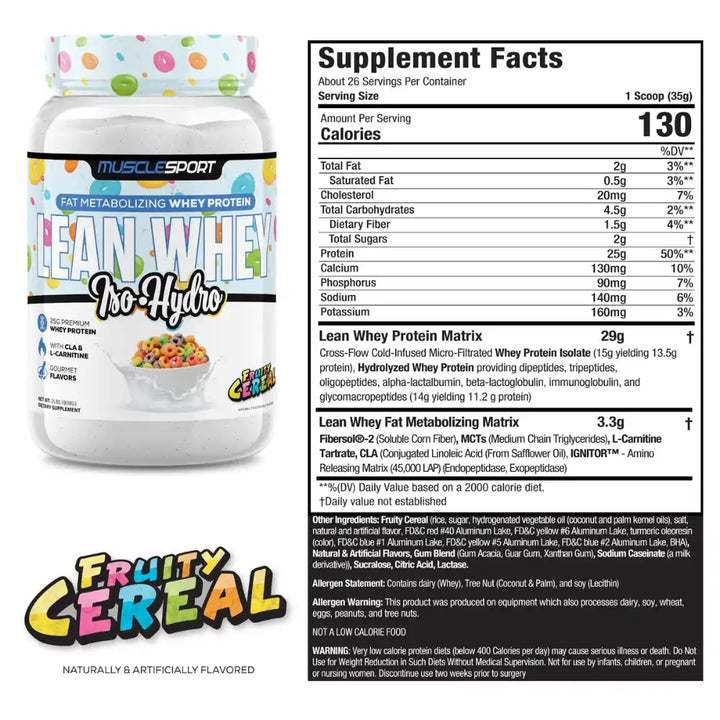 musclesport lean whey fruity cereal protein