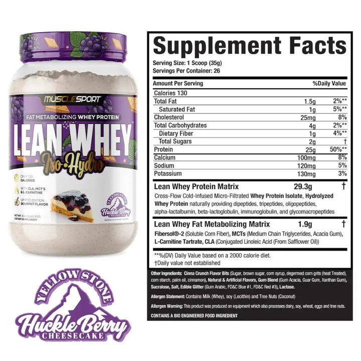 musclesport lean whey huckelberry cheesecake protein