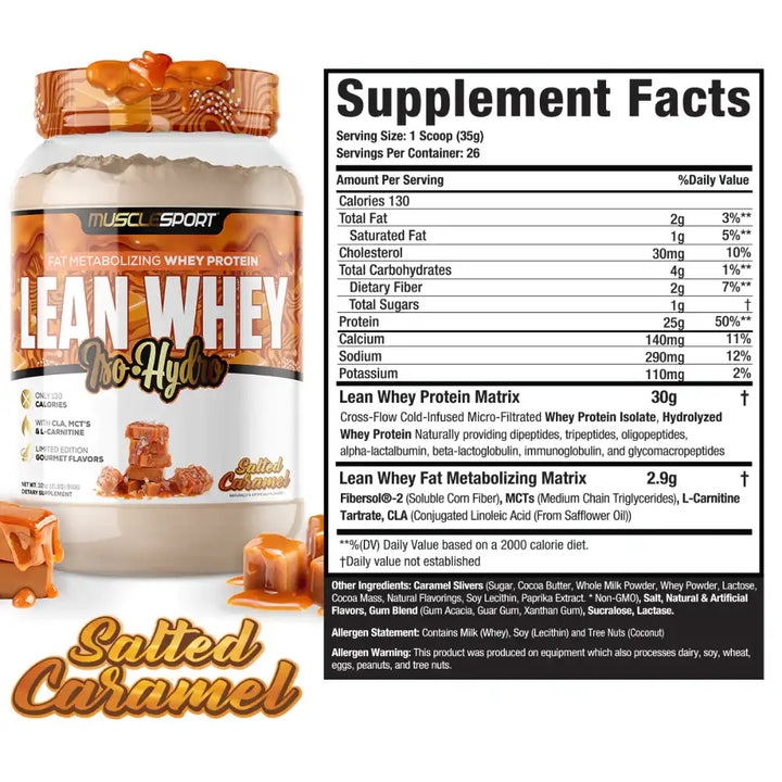 musclesport lean whey slated caramel protein shake