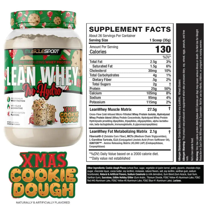 musclesport lean whey xmas cookie dough protein