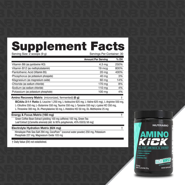 Nutrabio Amino Kick Supplement facts