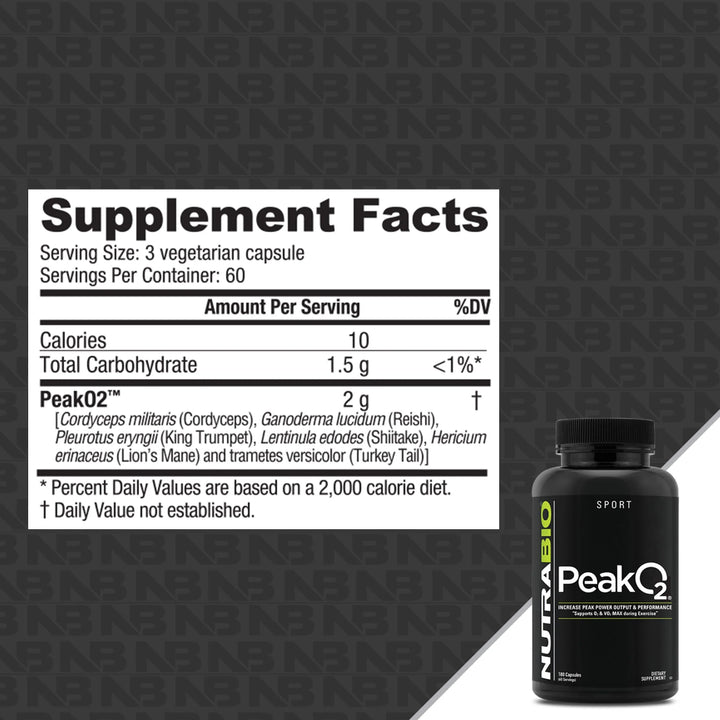 O2 Black Capsulas PeakO2 Capsules- Boost Endurance, Strength & Recovery | NutraBio ...