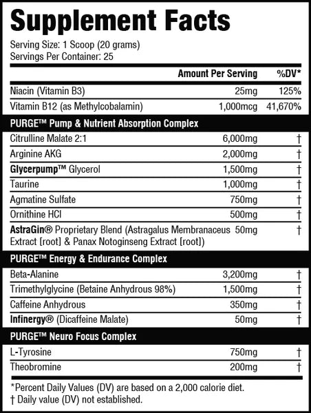 Purge Supps Pre V2 Supplement Facts