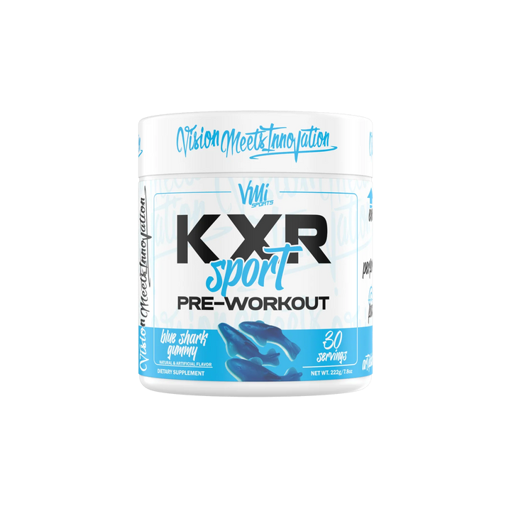 vmi sports KXR Sport pre-workout blue shark gummy flavor