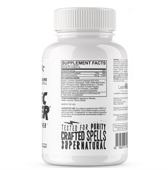 Black Magic Supply Magic Eraser Supplement Facts on bottle