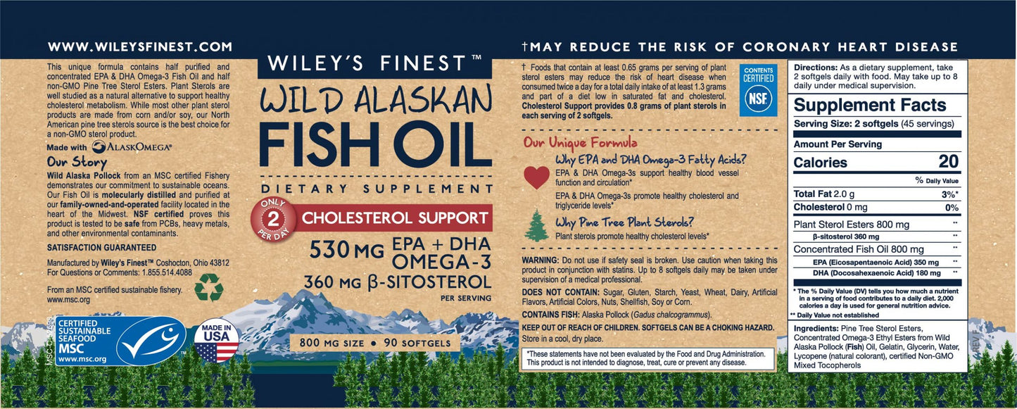 Wiley's Finest Wild Alaskan Fish Oil Cholesterol Support
