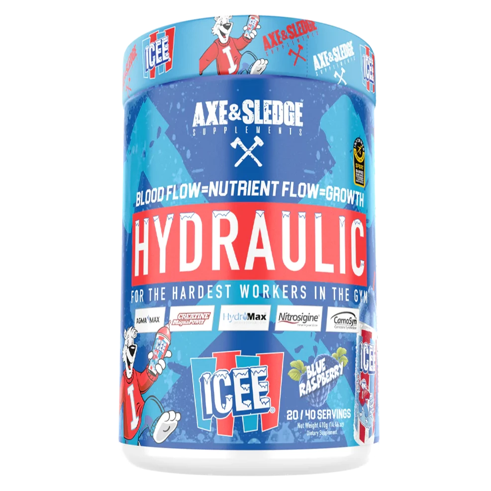 Hydraulic Stim Free Pre-Workout Axe & Sledge - blue raspberry icee flavor