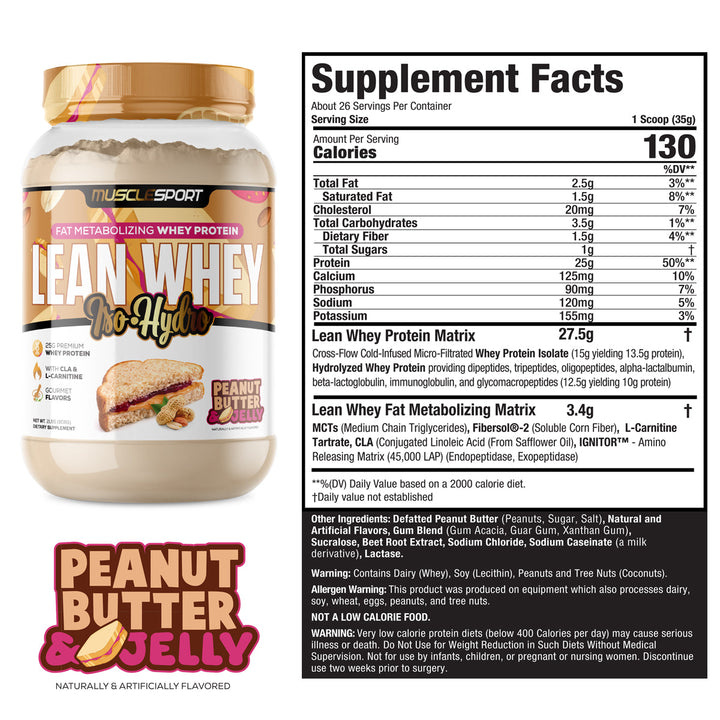 musclesport lean whey peanut butter & jelly protein