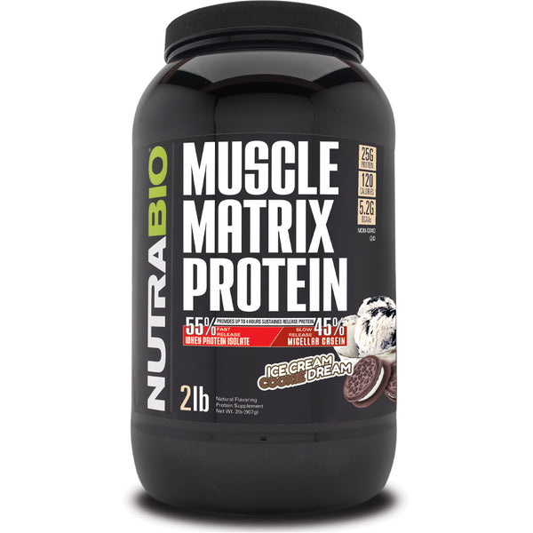 nutrabio muscle matrix protein ice cream cookie dream