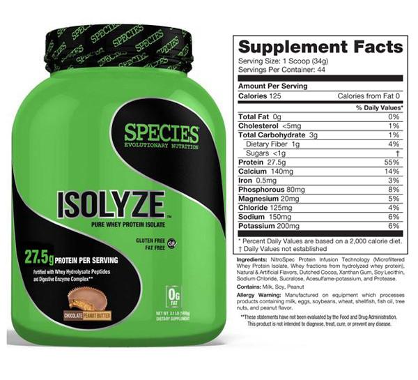 species nutrition isolyze whey protein isolate chocolate peanut butter 44 servings
